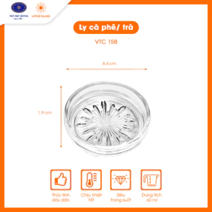Bộ 12 đĩa thủy tinh LOTUS GLASS VTC15B trong suốt cao cấp, an toàn, dùng để kê chén, lót tách trà