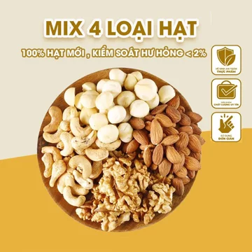 Hạt dinh dưỡng mix 4 siêu hạt hũ 600g, hạt mix sấy nguyên vị giòn thơm, ăn vặt bà bầu, giảm cân, ăn kiêng VitaFruit