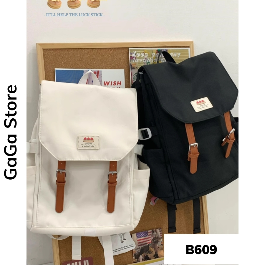 Balo nữ đi học basic nắp gặp thời trang học sinh hàn quốc B609 gagastore