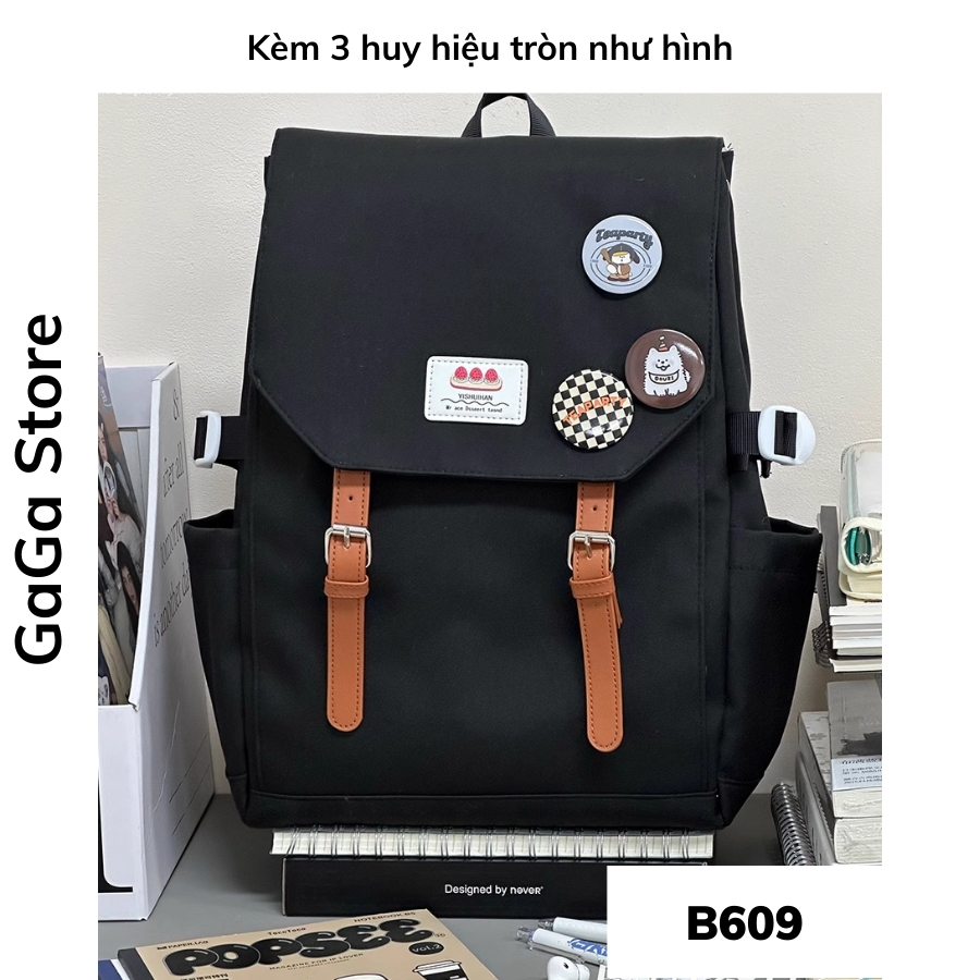 Balo nữ đi học basic nắp gặp thời trang học sinh hàn quốc B609 gagastore