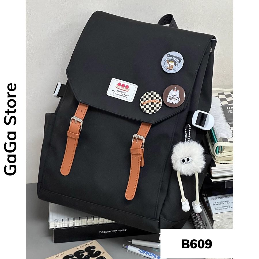 Balo nữ đi học basic nắp gặp thời trang học sinh hàn quốc B609 gagastore