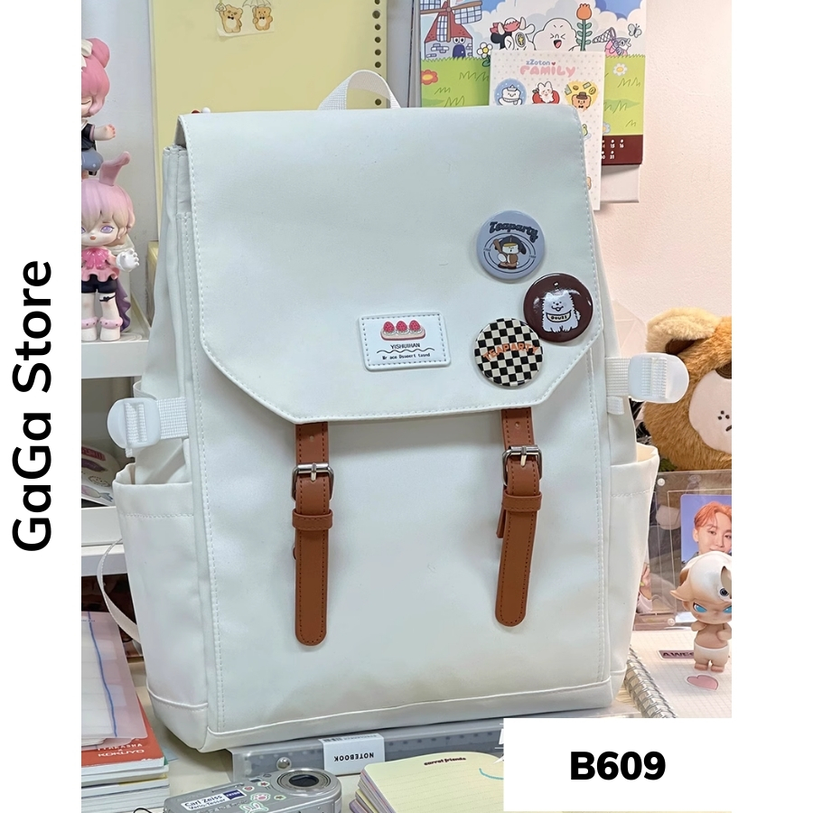 Balo nữ đi học basic nắp gặp thời trang học sinh hàn quốc B609 gagastore
