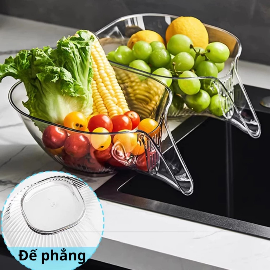 Rổ Vo Gạo Rửa Rau Củ Quả Trong Suốt Tự Động Thoát Nước Tiện Lợi Cho Nhà ...