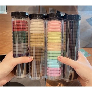 SET HỘP Chun Buộc Tóc Hình ỐNG Màu Trơn Chất Thun Co Giãn HaminStore
