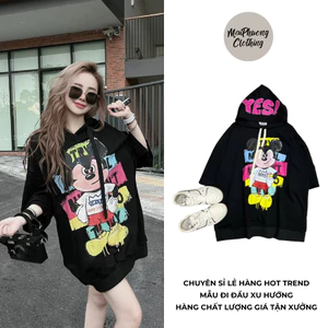 Áo hoodie 💥 HÀNG LOẠI 1 💥 Áo unisex chất nỉ da cá tàu, 3 màu basic mẫu Mickey Mập. P338