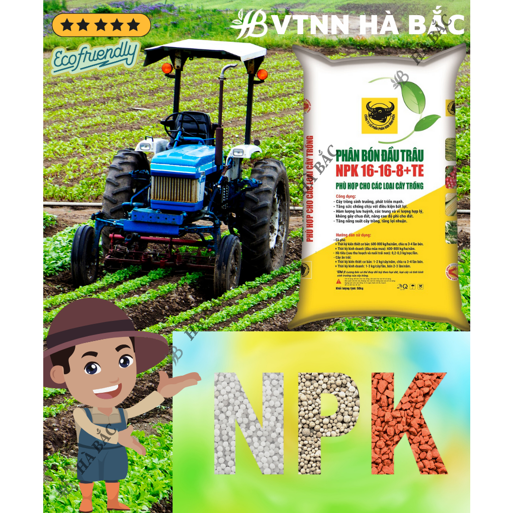 Phân Bón Đầu Trâu NPK 16-16-8+TE Túi 1KG (bán lẻ) - Nảy Chồi, Ra Hoa, Tăng Trưởng Mạnh - Phân Bón Dành Cho Cây Trồng