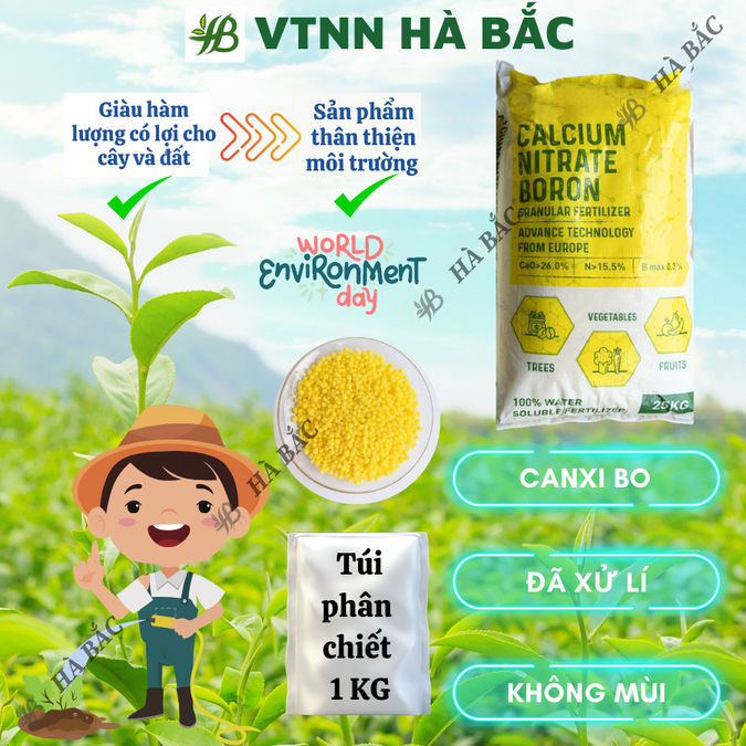 Phân Canxi Bo Nitrat Nauy Túi 1kg (bán lẻ) - Giúp Lớn Củ, Phì Trái, Kháng Bệnh, Chống Sượng Trái - Phân Bón Dành Cho Cây