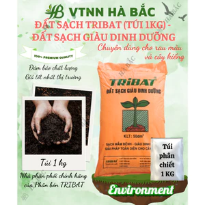 Đất Sạch Tribat 20dm3 Túi 1KG (bán lẻ) - Đất Sạch Giàu Dinh Dưỡng, Sạch Mầm Bệnh