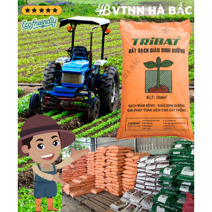 Đất Sạch Tribat 20dm3 Túi 1KG (bán lẻ) - Đất Sạch Giàu Dinh Dưỡng, Sạch Mầm Bệnh