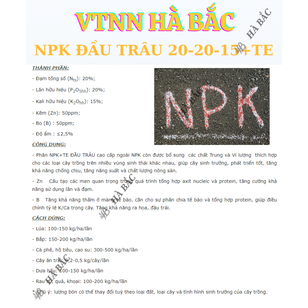 Phân Bón Đầu Trâu NPK 20-20-15+TE Túi 500GR/1KG (Bán Lẻ) - Giúp Tăng Trưởng Mạnh, Chồi Lá Khỏe, Ra Hoa Nhiều, Sai Quả
