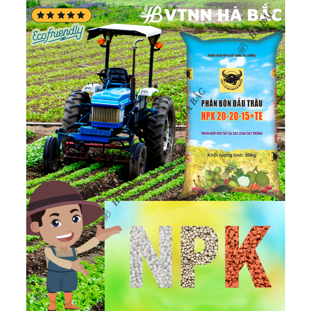 Phân Bón Đầu Trâu NPK 20-20-15+TE Túi 500GR/1KG (Bán Lẻ) - Giúp Tăng Trưởng Mạnh, Chồi Lá Khỏe, Ra Hoa Nhiều, Sai Quả