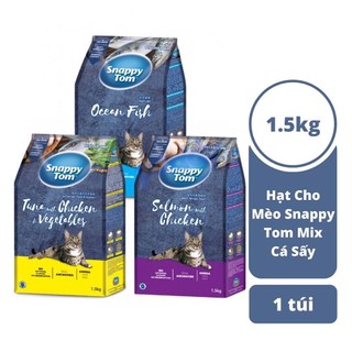 (NGUYÊN SEAL) Thức Ăn Cho Mèo Hạt Snappy Tom Mix Cá Sấy gói 1.5kg cho Mèo Trưởng Thành