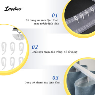 10 Móc Rèm Định Hình LAVEMO Bằng Nhựa Trắng Bền Đẹp Cho Rèm Vải May Định Hình MT09