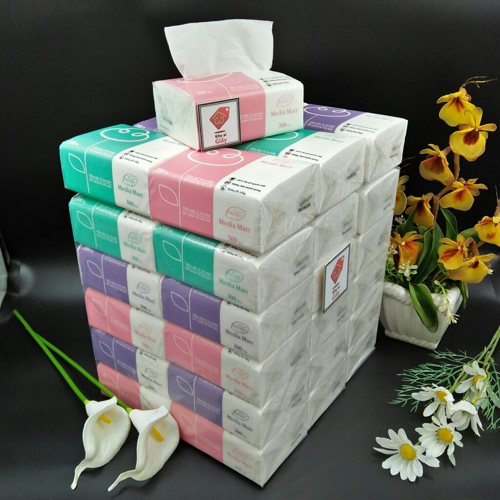 Combo 30 bịch khăn giấy rút Media 3 lớp bịch nhỏ dai mềm mịn màu pastel ...