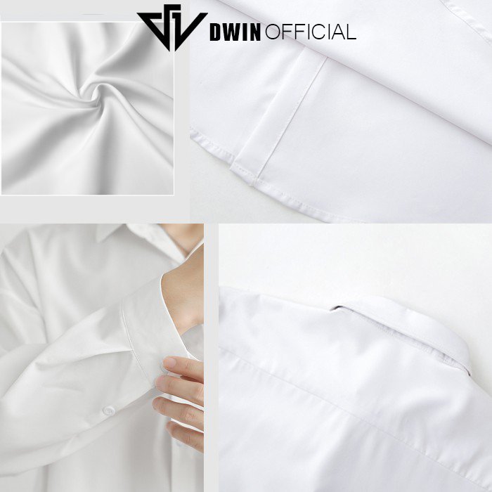 Ảnh Áo sơ mi nam nữ dài tay DWIN trơn basic chất nhung chéo Hàn cao cấp chống nhăn 3