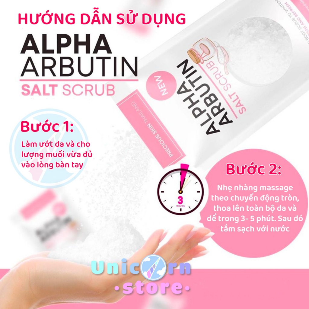 Muối Tắm Tẩy Tế Bào Chết Trắng Da Alpha Arbutin Precious Skin Salt Scrub Thái Lan 300g