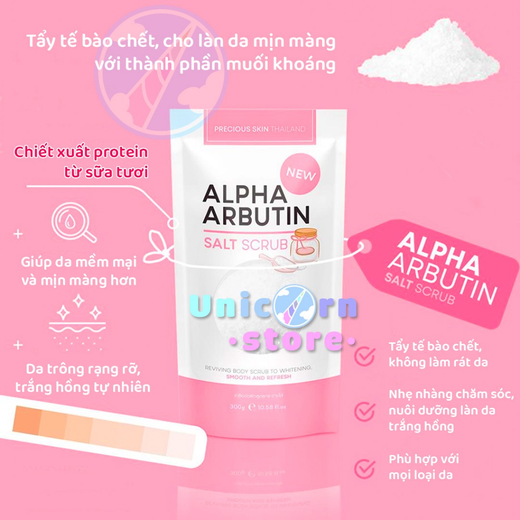 Muối Tắm Tẩy Tế Bào Chết Trắng Da Alpha Arbutin Precious Skin Salt Scrub Thái Lan 300g