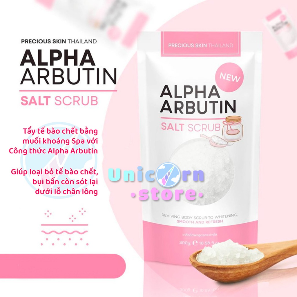 Muối Tắm Tẩy Tế Bào Chết Trắng Da Alpha Arbutin Precious Skin Salt Scrub Thái Lan 300g