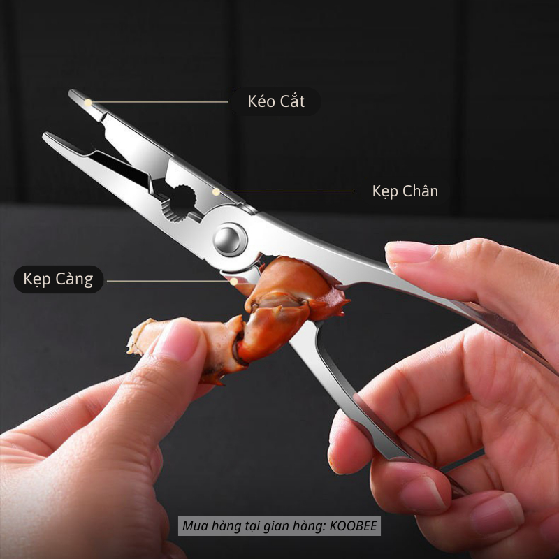 Bộ Dụng Cụ Ăn Hải Sản Inox 304 KOOBEE – Kìm Kẹp Càng Cua Ghẹ Và Nĩa Gỡ Thịt Cua Cao Cấp (NB92)
