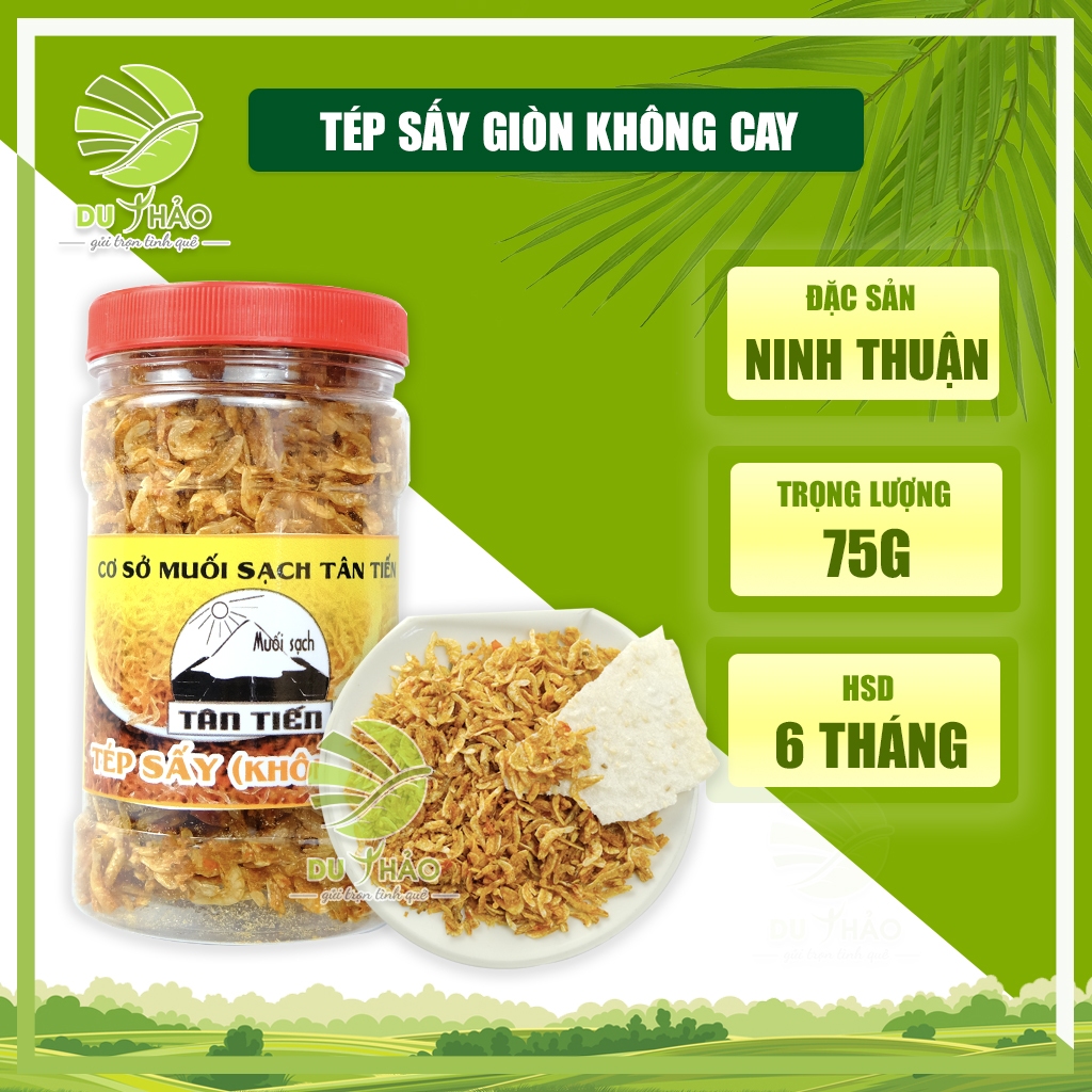 Tép sấy giòn tẩm gia vị, guốc sấy khô ăn liền hộp 75g, làm bánh tráng trộn, ăn kèm cơm, đặc sản Ninh Thuận | BigBuy360 - bigbuy360.vn