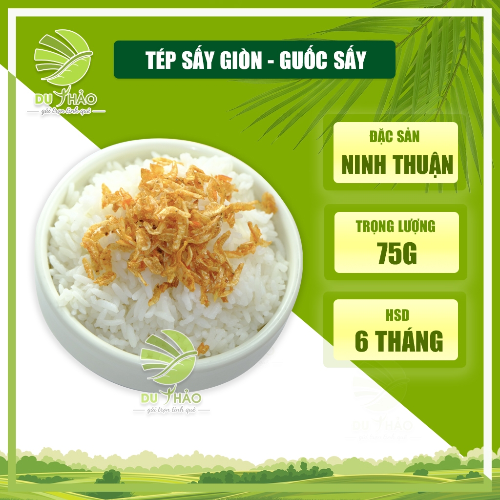 Tép sấy giòn tẩm gia vị, guốc sấy khô ăn liền hộp 75g, làm bánh tráng trộn, ăn kèm cơm, đặc sản Ninh Thuận | BigBuy360 - bigbuy360.vn