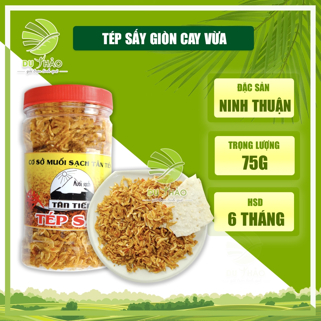 Tép sấy giòn tẩm gia vị, guốc sấy khô ăn liền hộp 75g, làm bánh tráng trộn, ăn kèm cơm, đặc sản Ninh Thuận | BigBuy360 - bigbuy360.vn