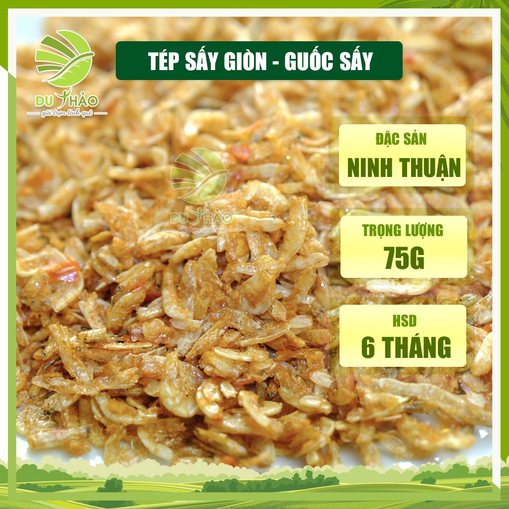 Tép sấy giòn tẩm gia vị, guốc sấy khô ăn liền hộp 75g, làm bánh tráng trộn, ăn kèm cơm, đặc sản Ninh Thuận | BigBuy360 - bigbuy360.vn