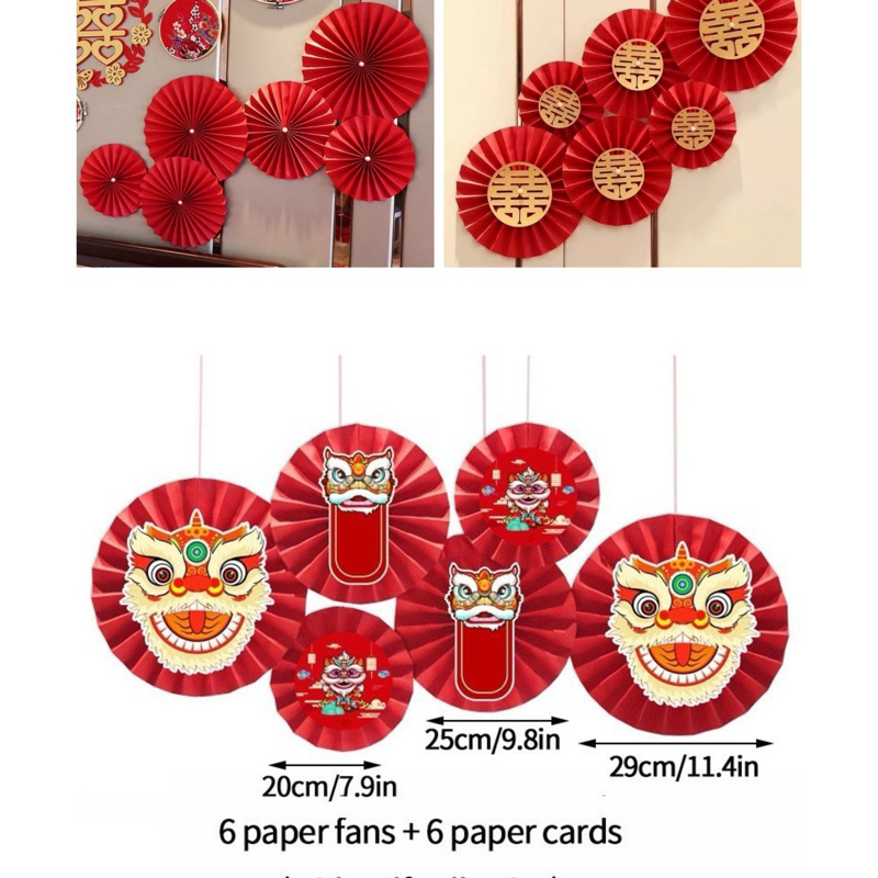 Quạt giấy bộ 6 chiếc, trang trí sự kiện, nhà cửa, lễ hội, tết , (kích thước 20-25-30)…..
