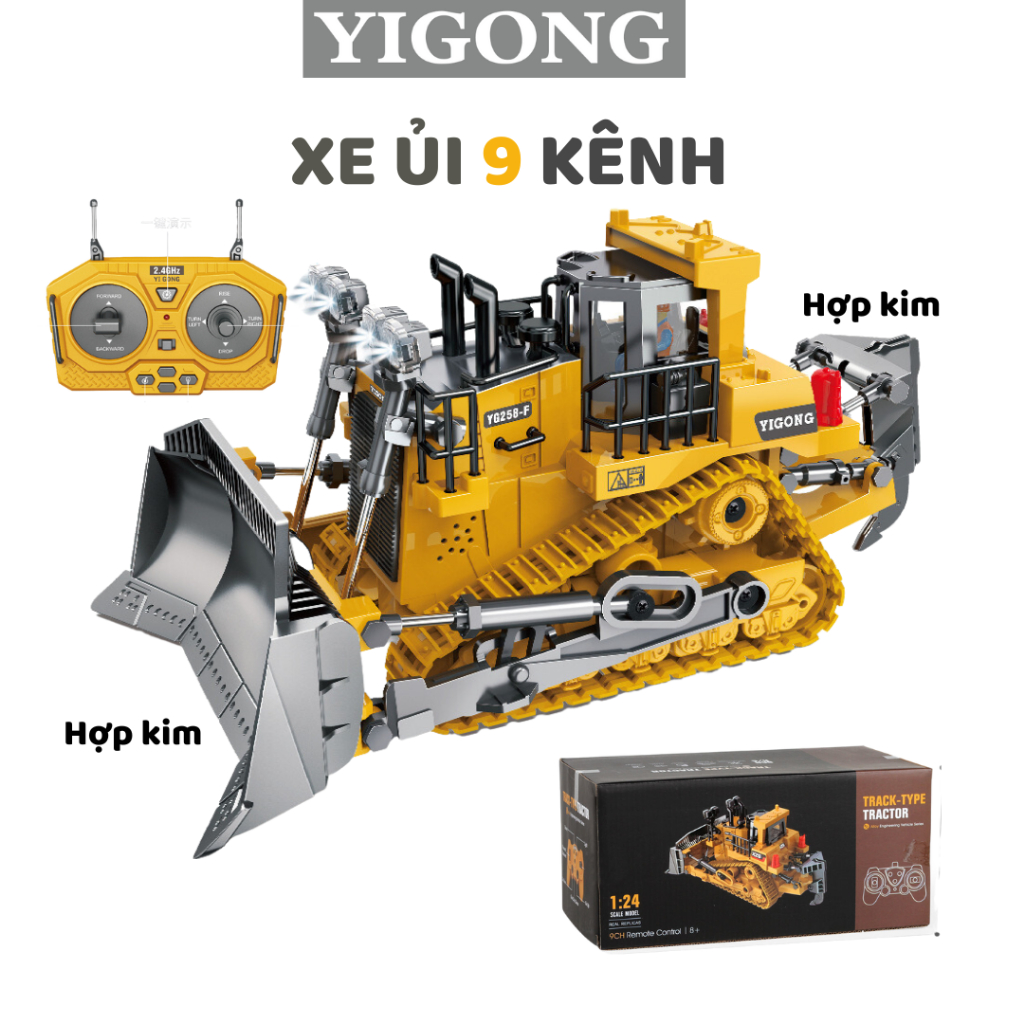 Xe ủi điều khiển từ xa YIGONG 9 kênh gầu hợp kim