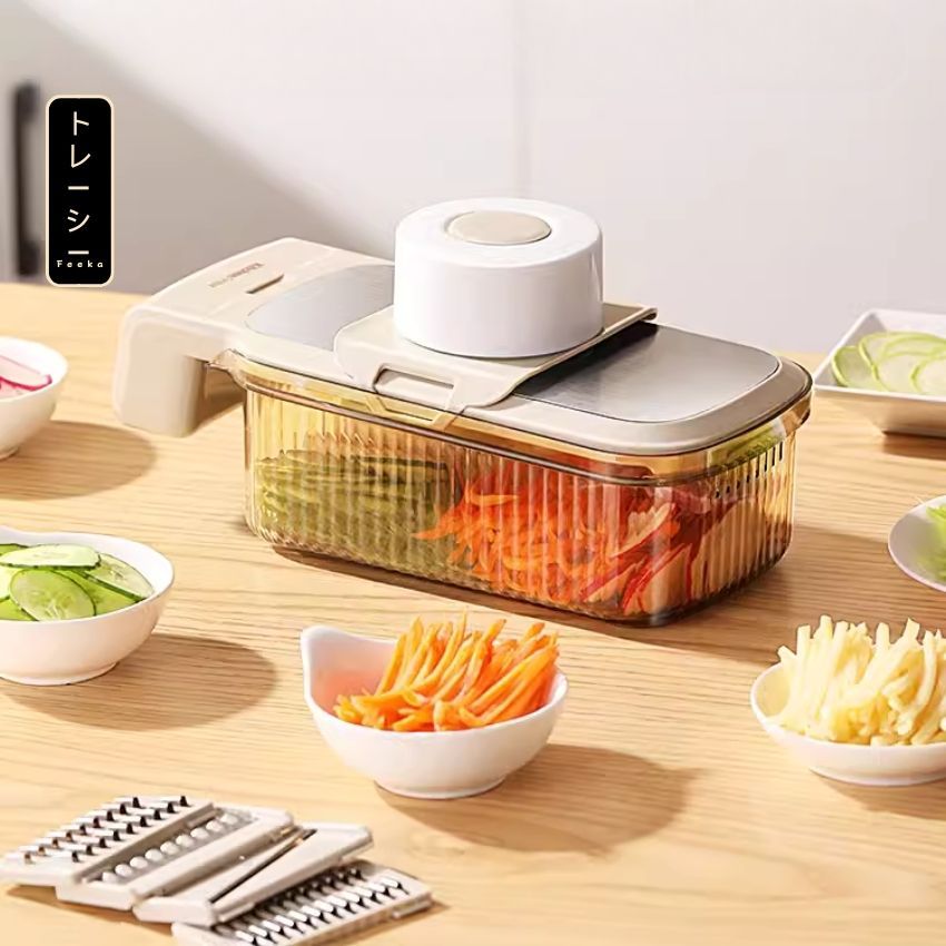 Bộ nạo sợi rau củ đa năng FEEKA 5 lưỡi dao, đồ bào rau củ INOX đa năng ...
