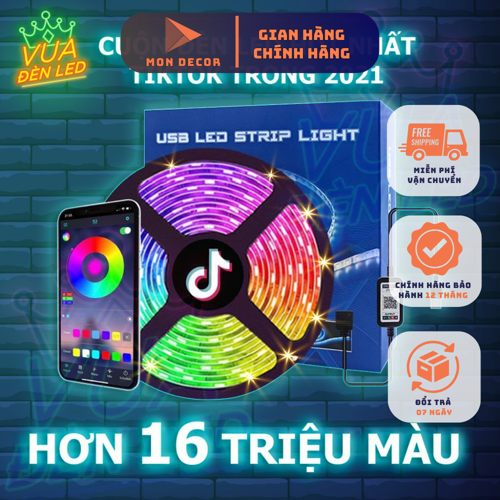 [Hỏa tốc ]Đèn Led Dây RGB 16 Triệu Màu, Điều Khiển Điện Thoại, Đổi Mầu ...