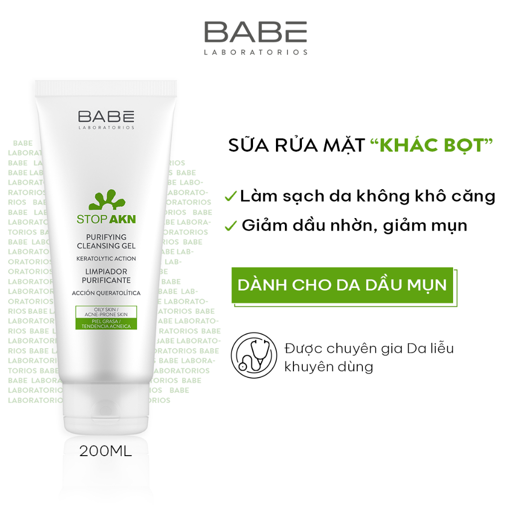 Ảnh Sữa rửa mặt Laboratorios BABÉ Stop Akn Purifying Cleansing Gel 200ml 3