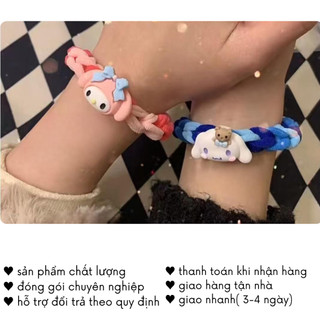 Vòng Tay Đôi Dây Bện Handmade Kiêm Dây Buộc Tóc Lắc Cặp Nhóm Nam Nữ Bạn Thân Dễ Thương Timo BT05