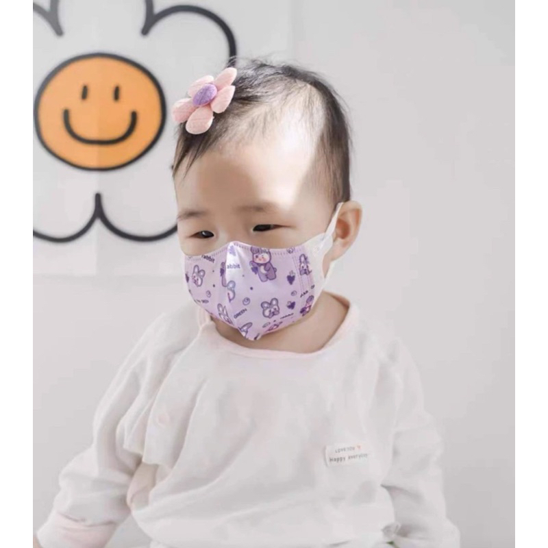 [Trẻ em] Sét 10 Chiếc Khẩu trang lụa y tế trẻ em 5D Hồng Quân in hình hoạ tiết dễ thương cho bé từ 0 đến 6 tuổi