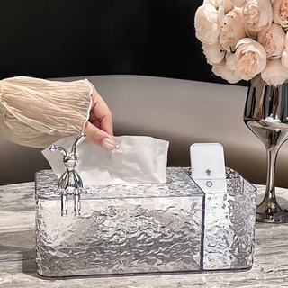 Hộp đựng giấy ăn vuông 2 ngăn Decor, Hộp giấy ăn để bàn thỏ trắng