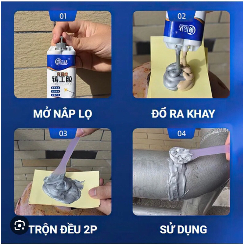 Keo hàn nối, vá sắt thép, kim loại... độ bền cao