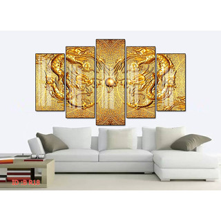 Tranh Treo Tường Phong Thủy Giáp Thìn (Bộ 5 tấm) - Tranh Laminate Tráng Gương Cao Cấp