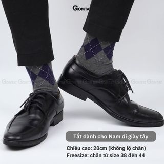 Hộp 10 đôi tất cổ cao công sở nam GOMTAT màu xám và xanh, chất liệu cotton, khử mùi thoáng khí - GOM-MIX18-CB10
