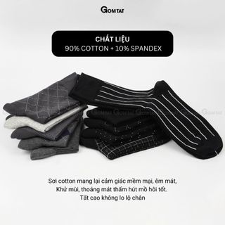 Hộp 10 đôi tất nam giày tây công sở GOMTAT màu đen và xám, chất liệu cotton thoáng mát, khử mùi - GOM-MIX19-CB10