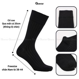 Hộp 10 đôi tất nam đi giày tây GOMTAT màu xanh và đen, vớ công sở nam cổ cao chất liệu cotton cao cấp - GOM-MIX17-CB10