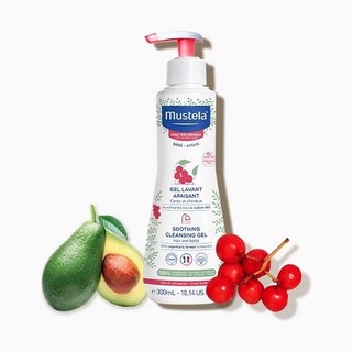 Combo Chăm sóc da bé nhạy cảm Mustela gồm Sữa tắm gội 300ML và Kem Dưỡng da mặt SOOTHING MOISTURIZING CREAM FACE 3ml
