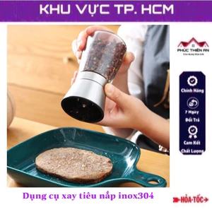 Dụng cụ xay tiêu, hạt khô kiêm lọ đựng gia vị nắp inox304 siêu bền