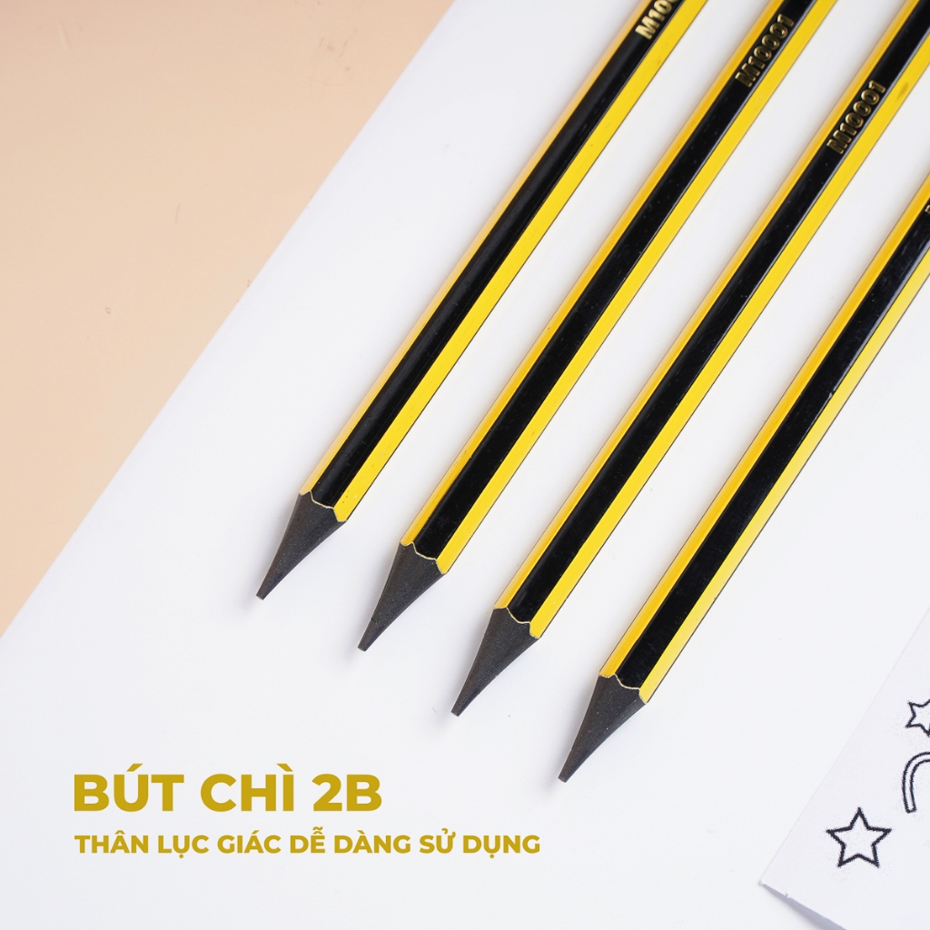 Bút Chì 2B Cao Cấp MONDEZ Có Đầu Tẩy, Nét Chì Đậm, Chì Mịn, Mềm, Dùng Cho Bé Tập Viết M10001