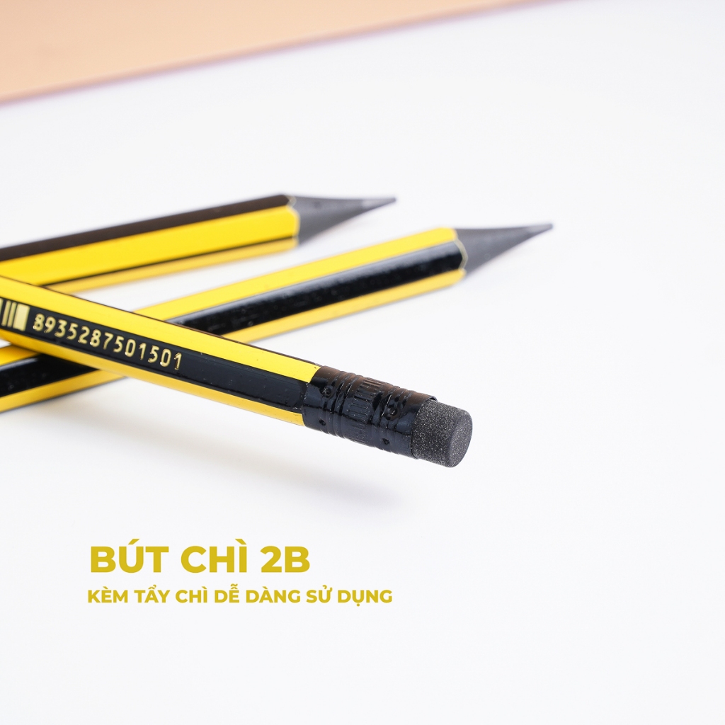 Bút Chì 2B Cao Cấp MONDEZ Có Đầu Tẩy, Nét Chì Đậm, Chì Mịn, Mềm, Dùng Cho Bé Tập Viết M10001