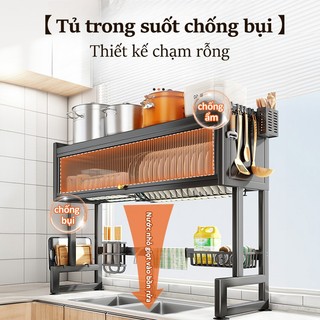 Gslife Kệ Để Chén Đĩa-Kệ Tủ Nhà Bếp Có Nắp Đậy Thông Minh Trên Bồn Rửa Bát 2 Tầng