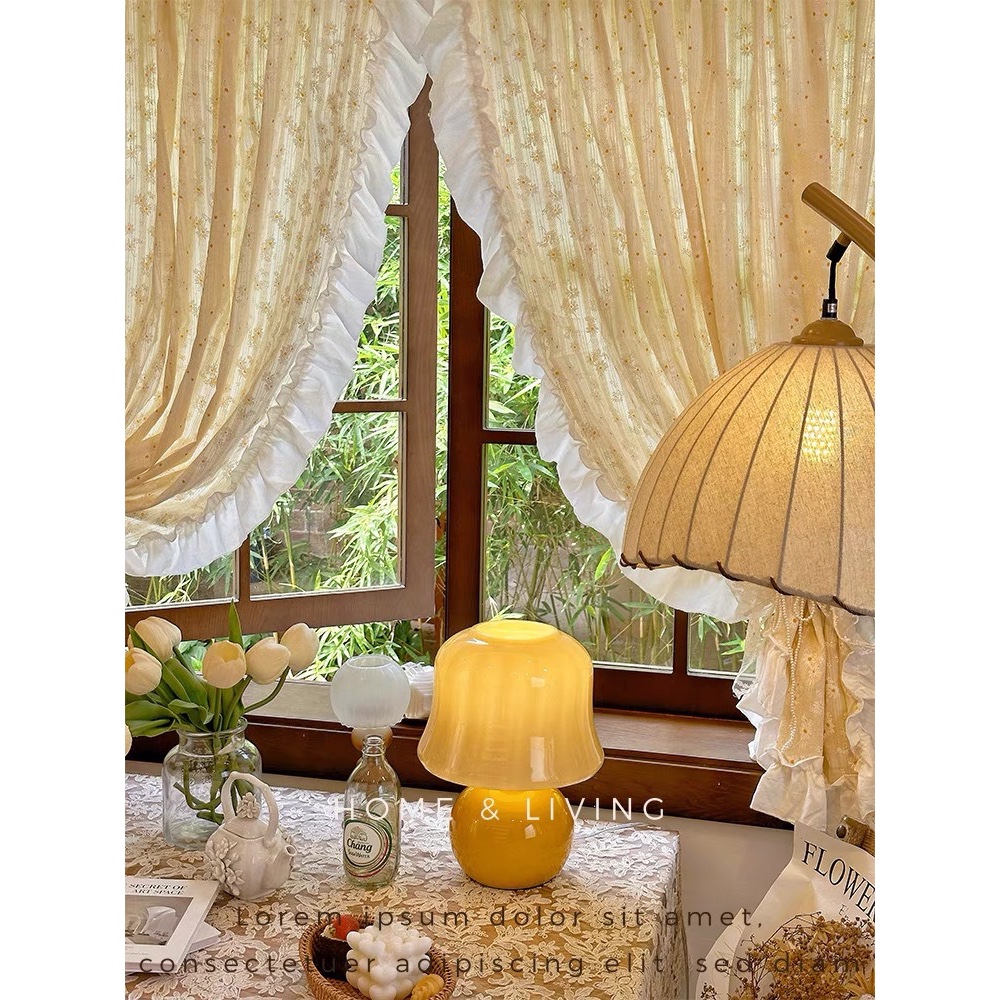 Rèm cửa sổ hoa cúc nhún bèo vintage decor trang trí phòng ngủ phòng ...