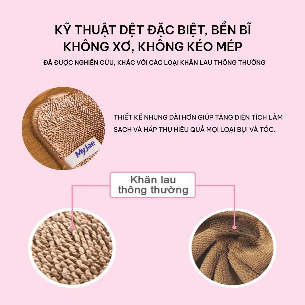 [Outlet S2] Khăn lau sàn sợi siêu mảnh MyJae tiện dụng đa năng thấm hút nước tốt, có móc treo 30cm x 42cm