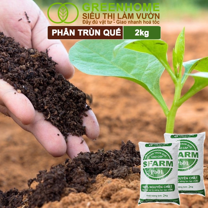 Ảnh Phân Trùn Quế Greenhome, Bao 2kg, Dinh Dưỡng Hữu Cơ, Không Mùi, Tốt Cho Lan, Bonsai, Rau, Cây Trái. 3