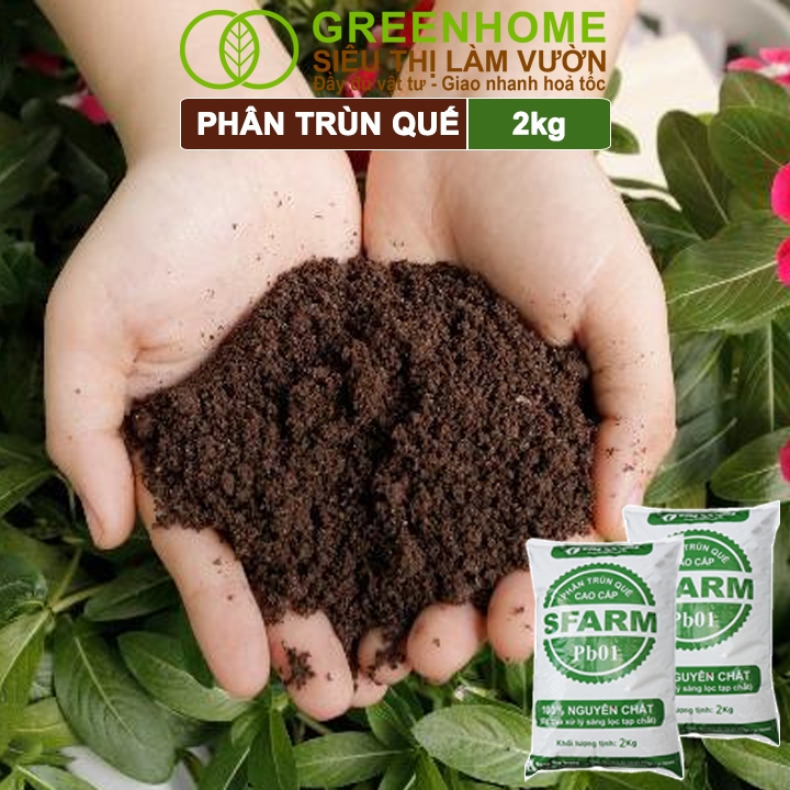 Ảnh Phân Trùn Quế Greenhome, Bao 2kg, Dinh Dưỡng Hữu Cơ, Không Mùi, Tốt Cho Lan, Bonsai, Rau, Cây Trái. 2