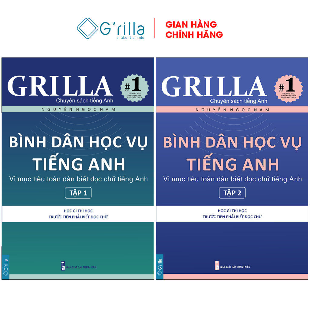 Ảnh Sách - Combo Bình dân học vụ tiếng Anh Tập 1-2 GRILLA, kèm App 1